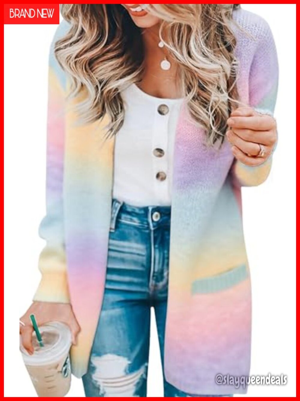 Striped Color Block Cardigan Women Knit Long Sleeve V-Neck Pockets Lightweight